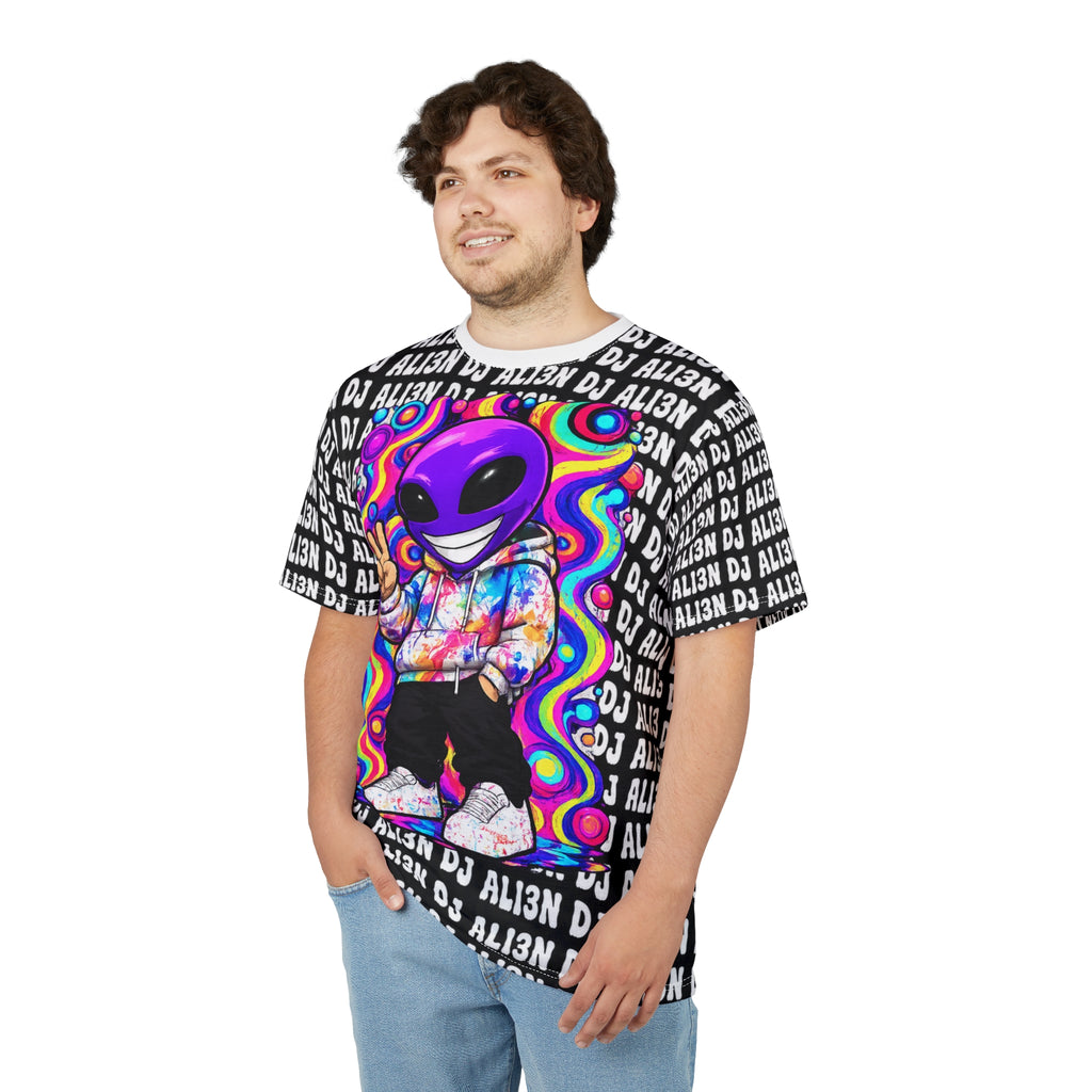 Alien DJ Graphic Tee — Colorful Psychedelic Alien Hoodie Design All-Over Print