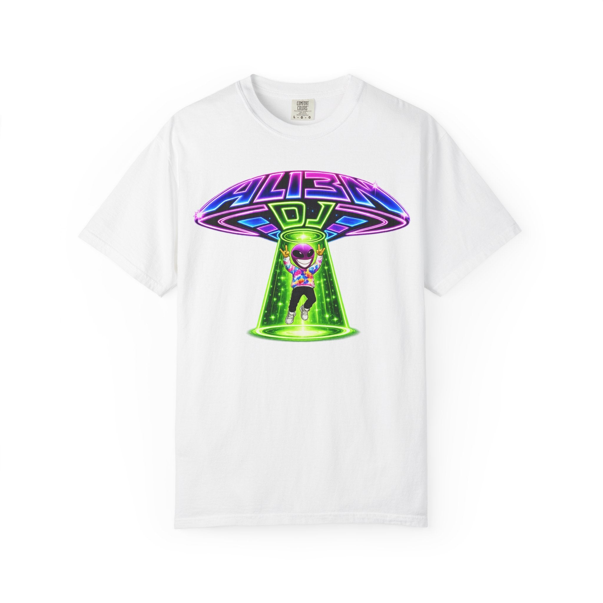 Alien DJ UFO Abduction T-Shirt - Standard 100% Cotton