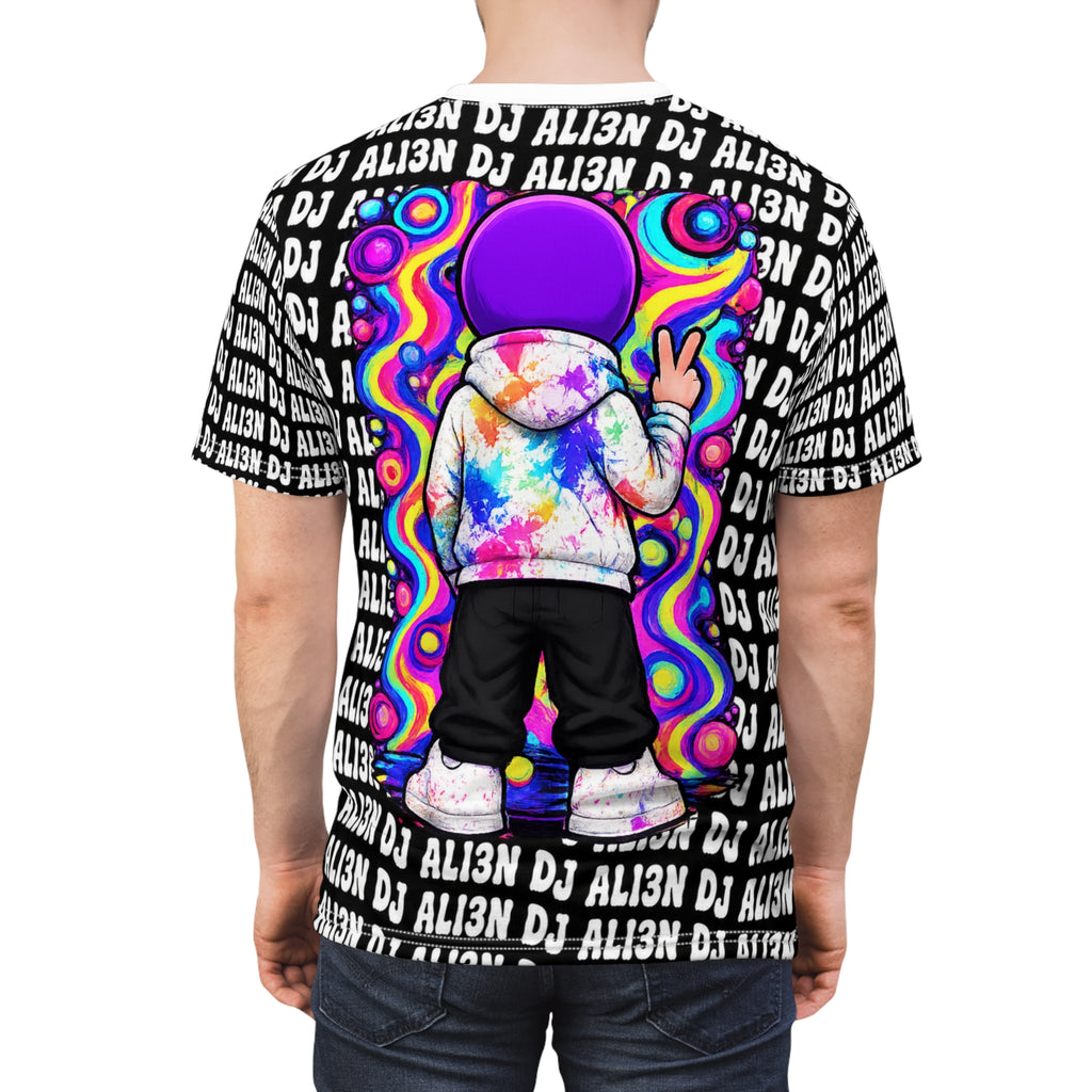 Alien DJ Graphic Tee — Colorful Psychedelic Alien Hoodie Design All-Over Print